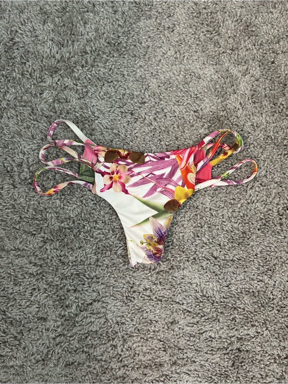 Floral Multicolor Reversible Strappy Bikini Bottom - Women Accessories